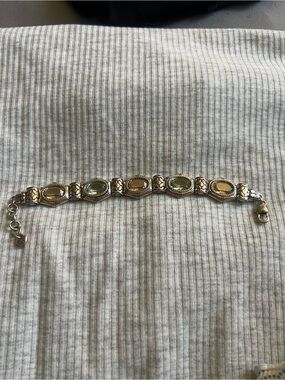 Brighton Silver Tone Light Color Stone Bracelet, good condition